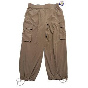 JoyLab Pants Womens Large Brown‎ Cargo Joggers Woven Pull On Pockets Elastic Hem